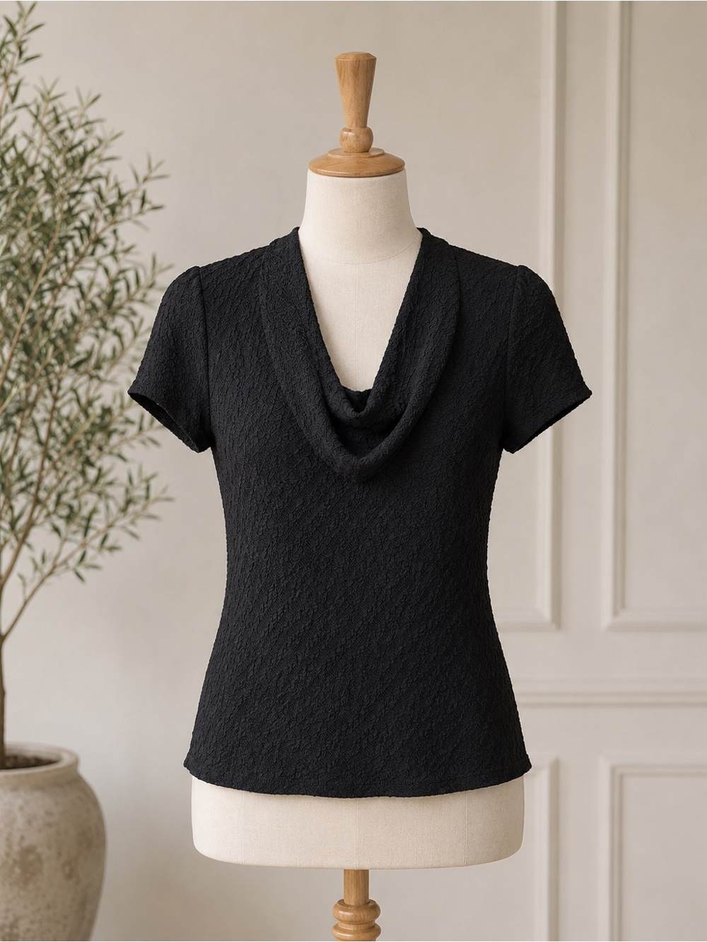 Maurices Black Short Sleeve Cowl Neck Top